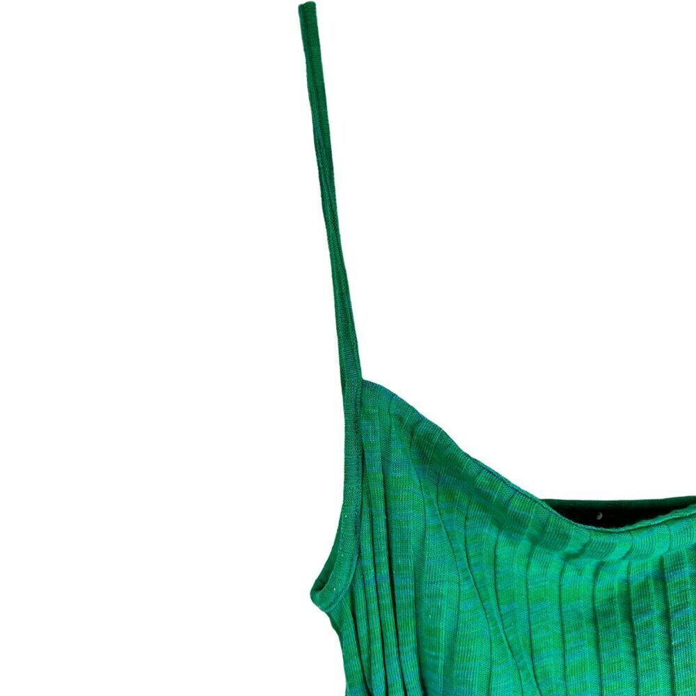 Zara Blue Green Strappy Ribbed Knit Cut Outs Midi Bodycon Dress Small - Picture 4 of 13